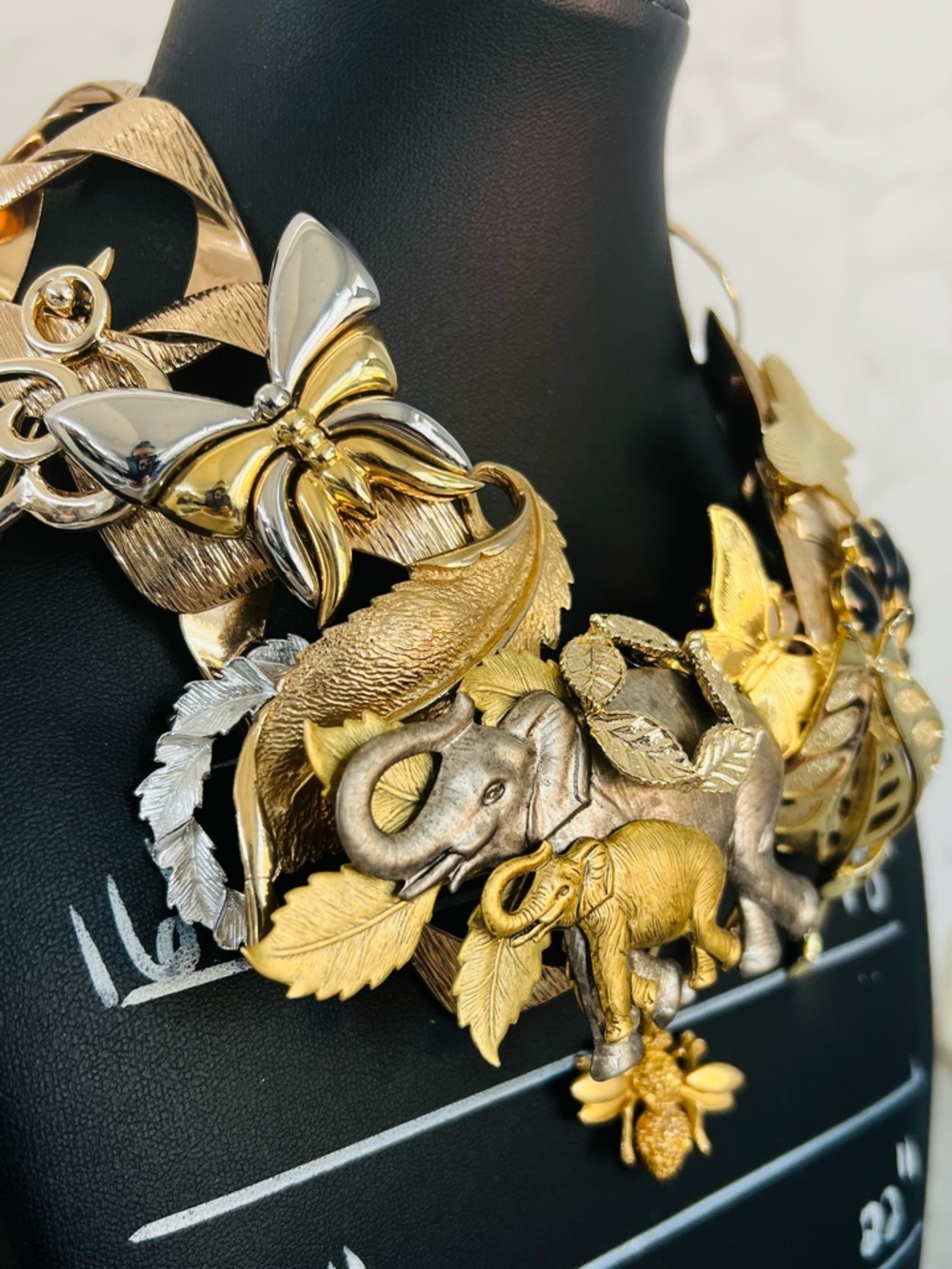 Upcycled Vintage Brooch Necklace "Earth Treasures" 16in - Picture 5 of 10